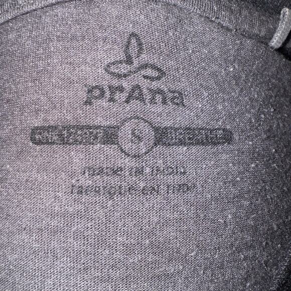 prAna Small T-Shirt Gray Contrast Collar Raglan Short Sleeve Boho Art 70s Retro - Picture 5 of 5